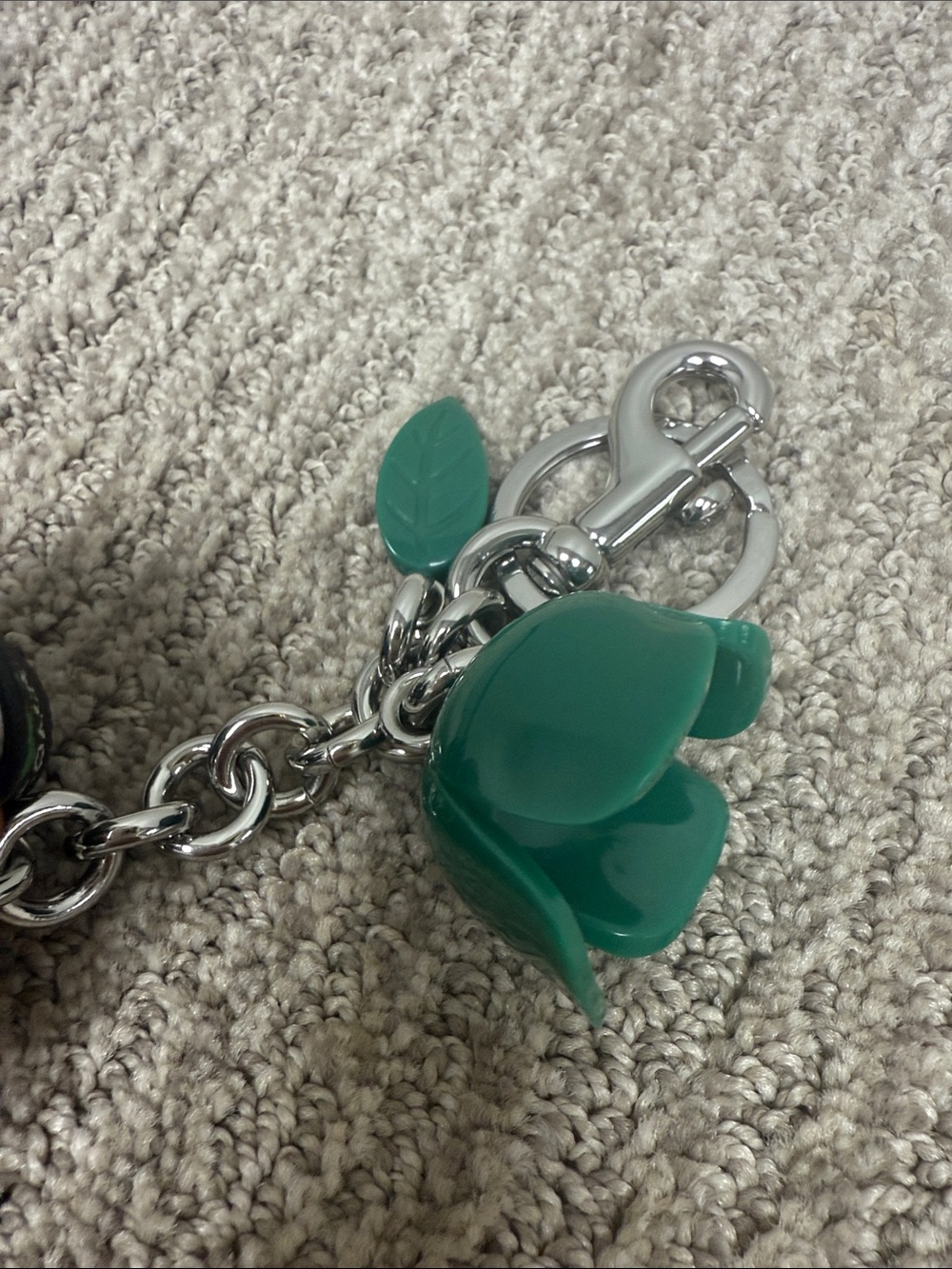Coach Black Leather Tea Rose Keychain Bag Charm-NWOT - Picture 3 of 6